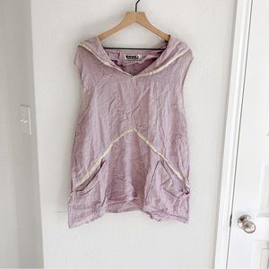 Bodil 100% Linen Light Purple Sleeveless Top Large